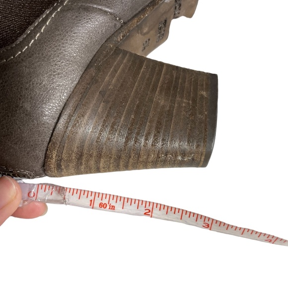 Aquatalia Leather Ankle Boots 6.5 Chelsea Booties Stacked Heel Brown Taupe - Picture 11 of 12